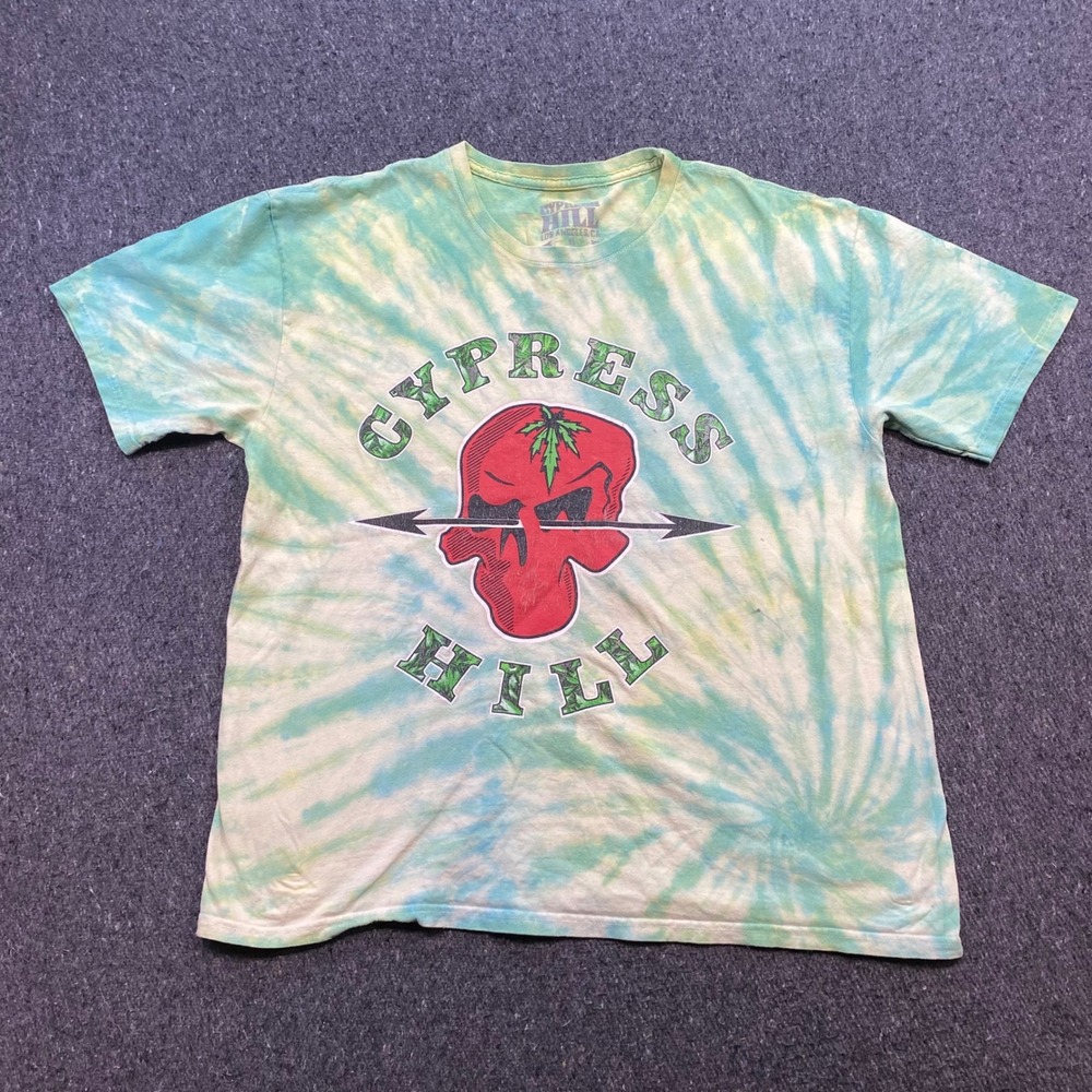 Cypress Hill TShirt Sz XL Mens Green Tie Dye Skull Phuncky Graphic Hip Hop Rap